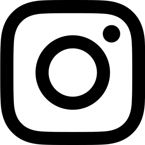 Black and white Instagram logo with a camera and circle.