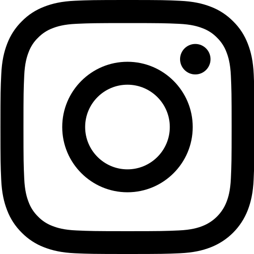 Black and white Instagram logo with a camera and circle.